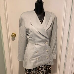 Elegant Custom Tailored Women's Light Blue Double-Breasted Jacket